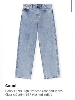 NWT GANNI jeans size 31 indigo wash classic high waisted cropped jeans F5718